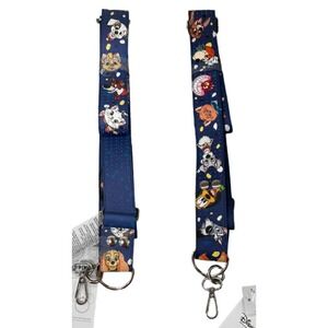 Disney Parks Pin Trading Lanyard Animated Cats & Dogs Blue Leather Pin Strap